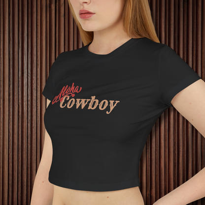 Women's Aloha Cowboy Graphic Baby Tee - Sustainable Cotton