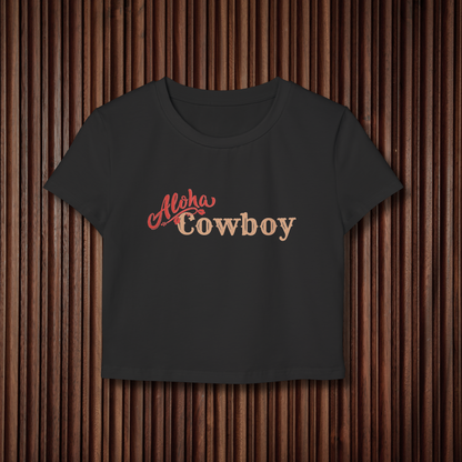 Women's Aloha Cowboy Graphic Baby Tee - Sustainable Cotton