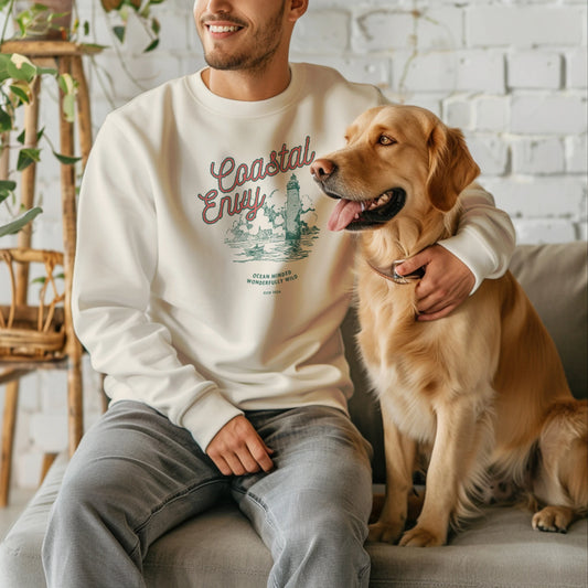 Unisex Coastal Envy Graphic Crewneck Sweatshirt - Sustainable Cotton